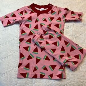Hanna Anderson Watermelon Print Pink Pajama Set size 130/8